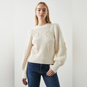 Rails Romy Sweater Ivory Crochet Daisies